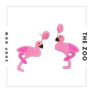 Beaded Flamingo‎ Earrings